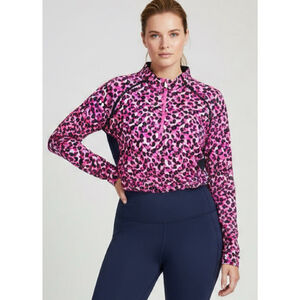 Tail White Label Pink Black Leopard Print Long Sleeve Tee Plus 2X